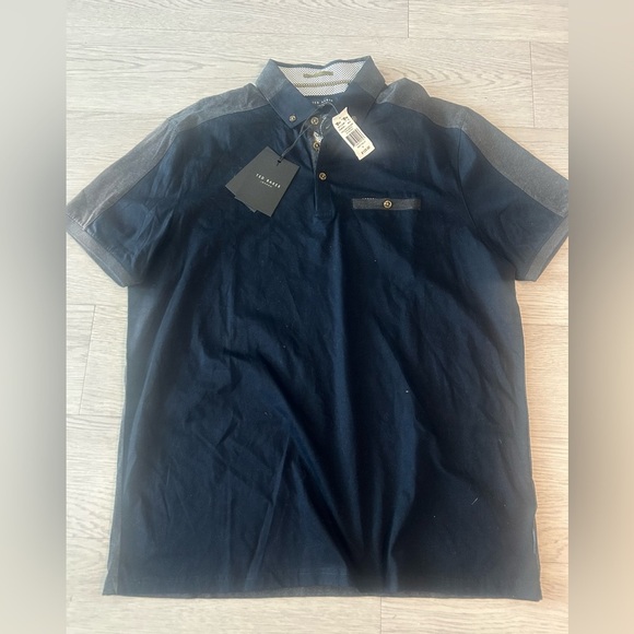 Ted Baker Mens Collared Navy Shirt Size 5 - Picture 1 of 2